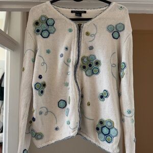 Vintage "Boston Proper" embroidered cream sweater